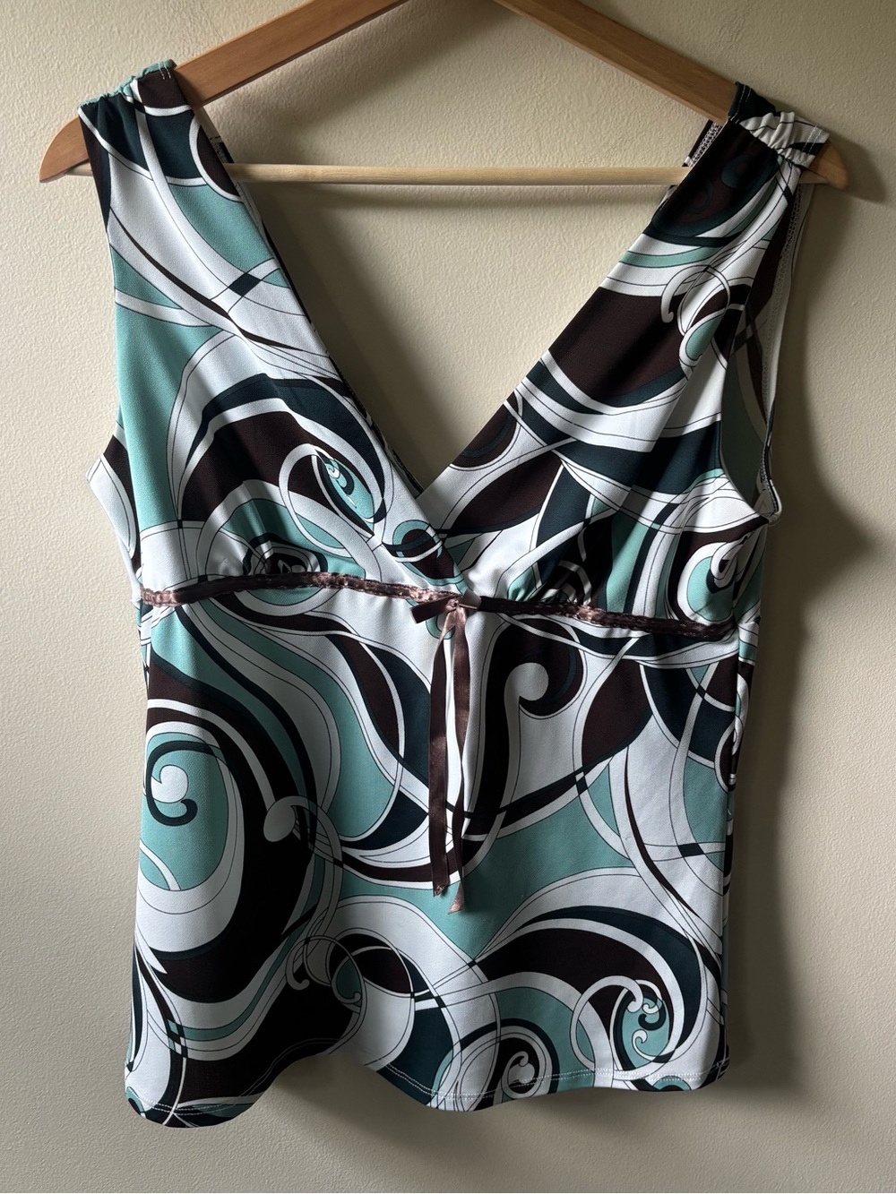 Tangents Brown, Blue and White Y2K Tank Top